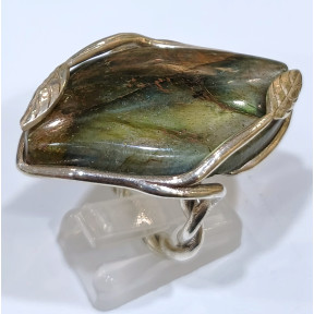 Bague Labradorite Feuilles Création Meirea Argent 925 Taille 55