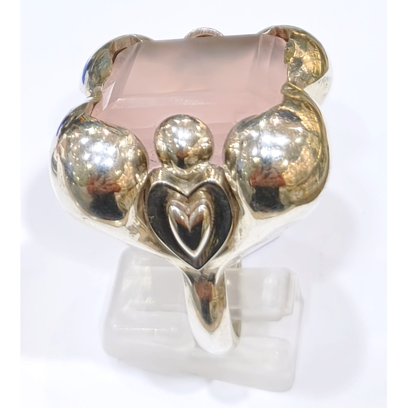 Bague Quartz Rose Anges Création Meirea Argent 925 Taille 58