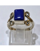 Bague Lapis-lazuli Cabochon Rectangulaire Argent 925 Taille 50
