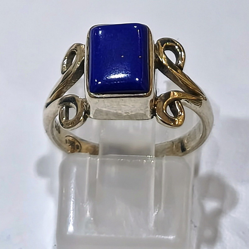 Bague Lapis-lazuli Cabochon Rectangulaire Argent 925 Taille 50