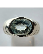 Bague Topaze bleue argent 925 Taille 60