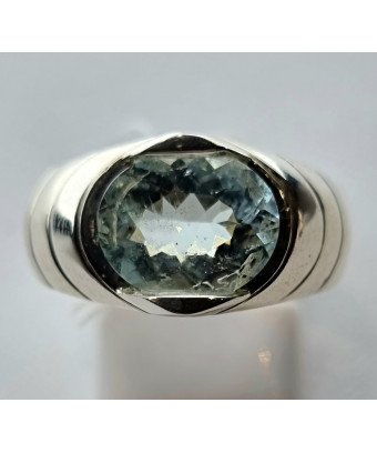 Bague Topaze bleue argent 925 Taille 60