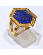 Bague Lapis-lazuli plaqué or Taille 57