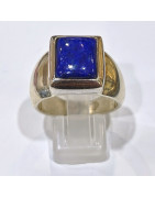 Bague Lapis-lazuli Cabochon Rectangulaire Argent 925 Taille 62