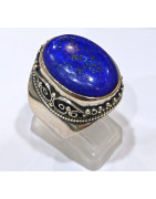 Bague Lapis-lazuli Cabochon Ovale Argent 925 Taille 53