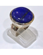 Bague Lapis-lazuli Cabochon Rond Argent 925 Taille 51