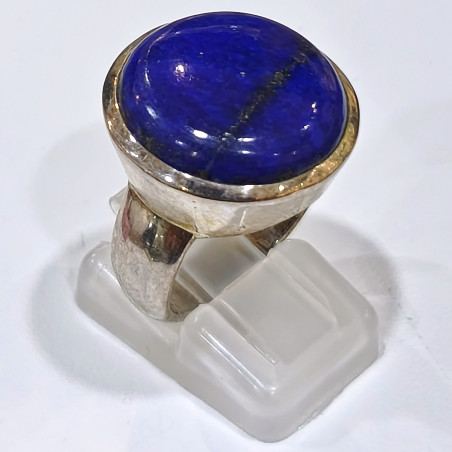 Bague Lapis-lazuli Cabochon Rond Argent 925 Taille 51