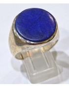 Bague Lapis-lazuli Cabochon Rond Argent 925 Taille 67