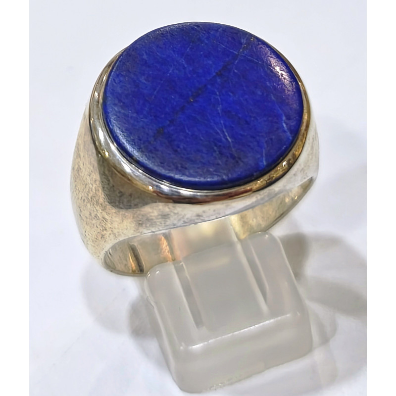 Bague Lapis-lazuli Cabochon Rond Argent 925 Taille 67
