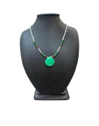 Collier Perles Eau Douce Grenat Emeraude Chrysoprase