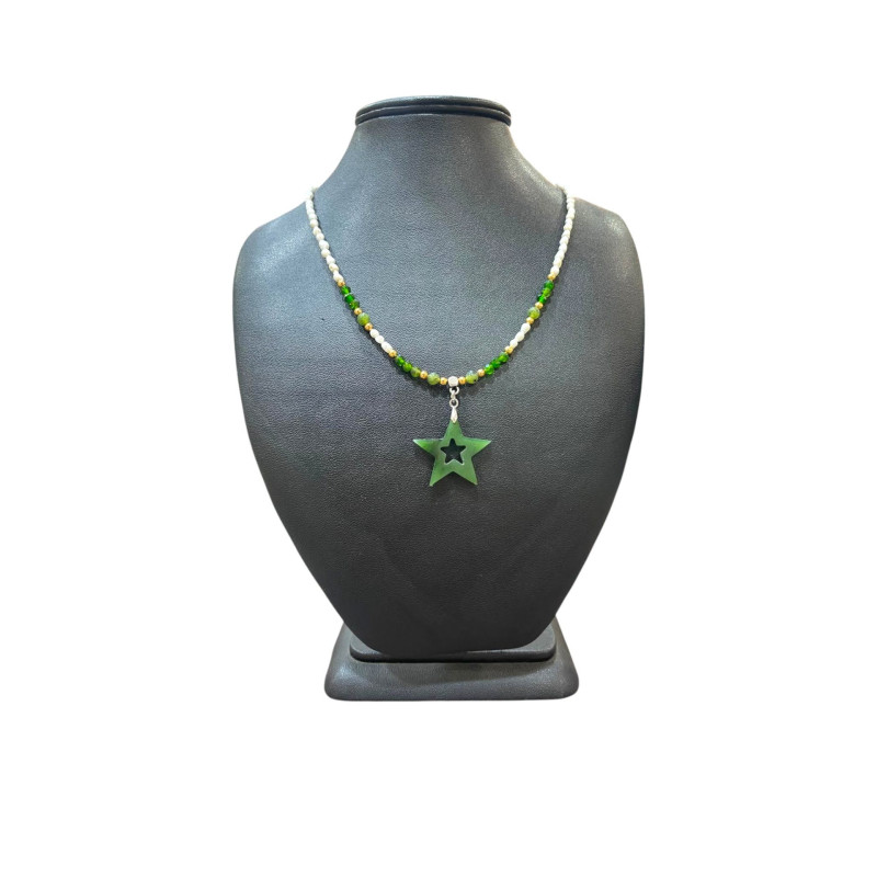 Collier Perle Eau Douce Diopside Jade