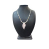 Collier Perles Eau Douce Sélénite Feuille Quartz Rose