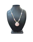 Collier Perles Eau Douce Kunzite Goutte Quartz Rose