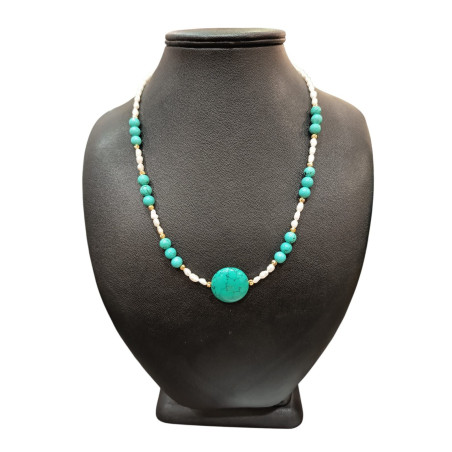 Collier Perle Eau Douce Turquoise