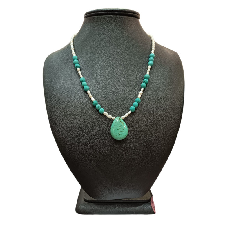 Collier Perle Eau Douce Turquoise
