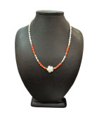 Collier Perles Eau Douce Corail Quartz Rose