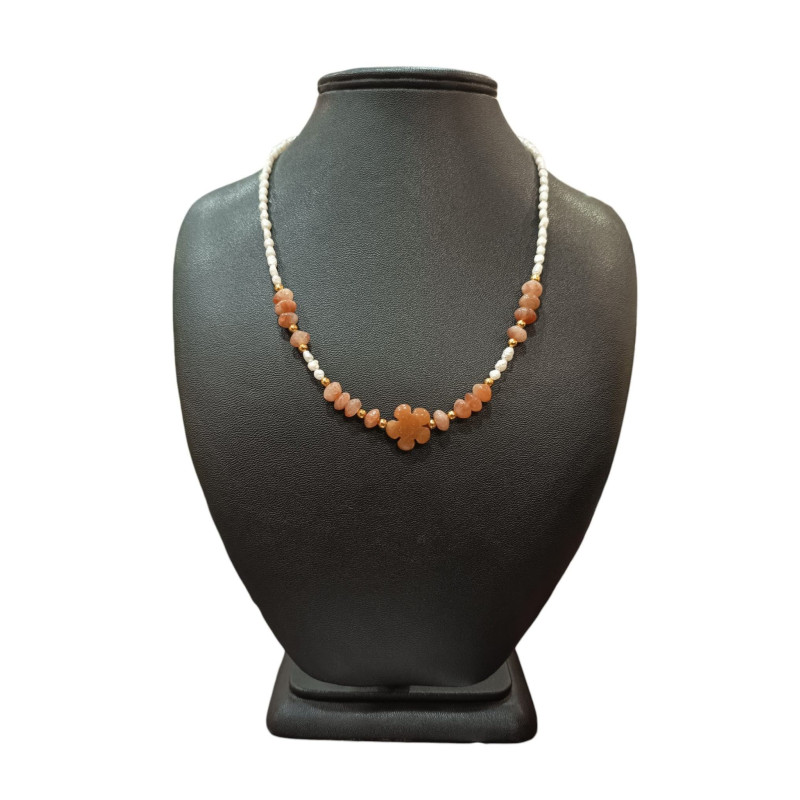 Collier Perles Eau Douce Aventurine Pierre de Soleil