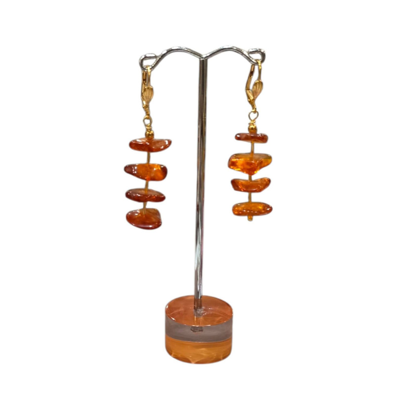 Boucles Ambre Baltique Baroque Plaquées Or