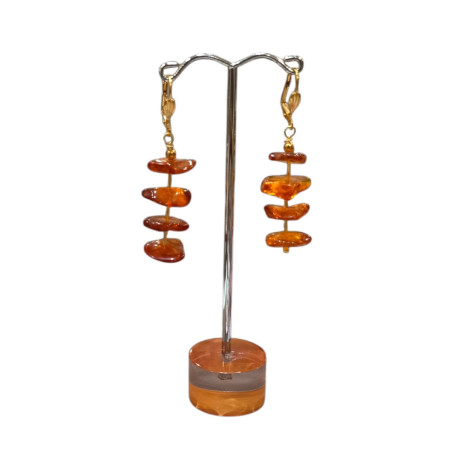 Boucles Ambre Baltique Baroque Plaquées Or