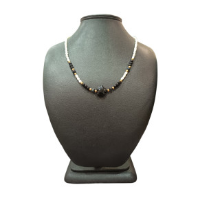 Collier Perles Eau Douce Onyx Œil de Faucon