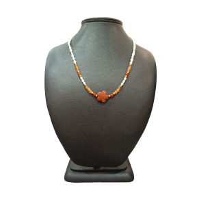 Collier Perle Eau Douce Jaspe rouge Cornaline