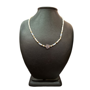 Collier Perles Eau Douce Fluorine Calcédoine