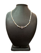 Collier Perles Eau Douce Fluorine Calcédoine