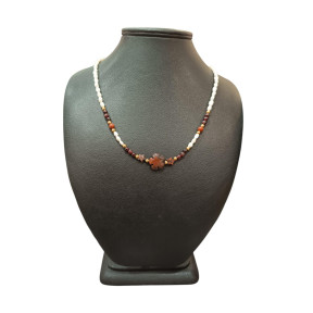 Collier Perles Eau Douce Œil de Faucon Œil de Tigre Tourmaline