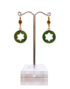 Boucles Jade Fleurs Plaqué Or