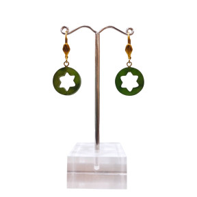 Boucles Jade Fleurs Plaqué Or