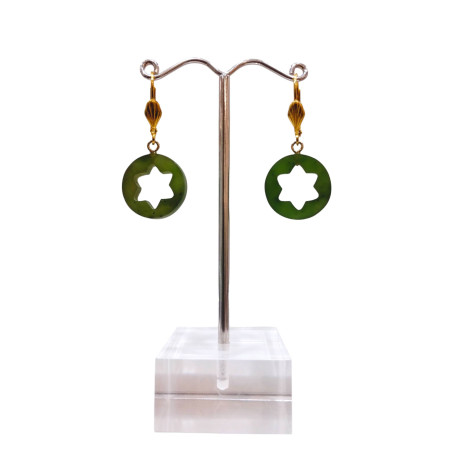 Boucles Jade Fleurs Plaqué Or