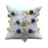Bracelet Lapin Calcite jaune Citrine Sodalite Calcédoine Pierres rondes 8mm