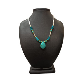 Collier Perles Eau Douce Turquoise