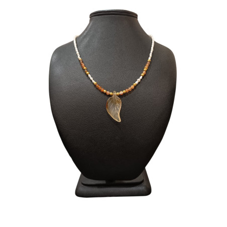 Collier Perles Eau Douce Agate de Feu