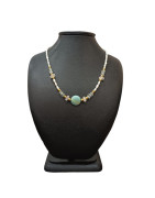 Collier Perles Eau Douce Aigue marine Quartz rose