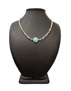 Collier Perles Eau Douce Aigue Marine Quartz Rose