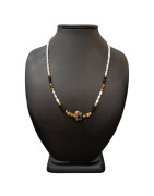 Collier Perles Eau Douce Jaspe Bréchique Jaspe Paysage Œil de Tigre Onyx