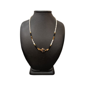 Collier Perles Eau Douce Jaspe Bréchique Jaspe Paysage Œil de Tigre Onyx