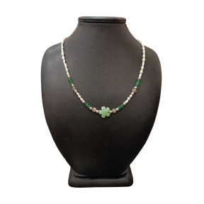 Collier Perles Eau Douce Aventurine Labradorite Emeraude