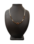 Collier Perles Eau Douce Jaspe Bréchique Œil de Tigre Onyx