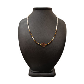 Collier Perles Eau Douce Jaspe Bréchique Œil de Tigre Onyx