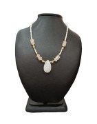 Collier Perles Eau Douce Pierre de Lune Quartz Rose