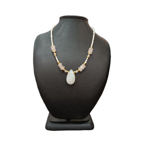 Collier Perles Eau Douce Pierre de Lune Quartz Rose