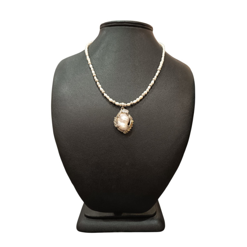 Collier Perles Eau Douce Perles Baroque Blanche