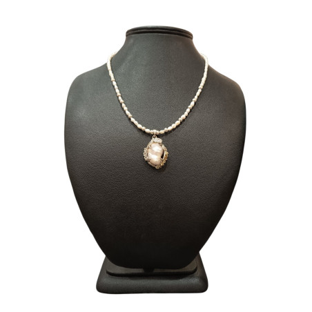 Collier Perles Eau Douce Perles Baroque Blanche