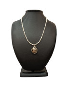 Collier Perles Eau Douce Perles Baroque Jaune Gris