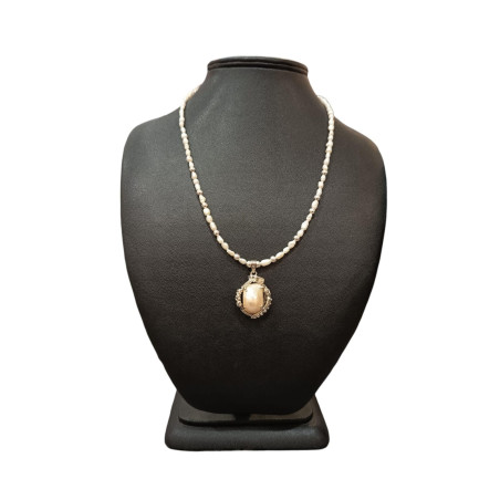 Collier Perles Eau Douce Perles Baroque Jaune