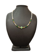 Collier Perles Eau Douce Aventurine Labradorite Emeraude Insert Plaqué or