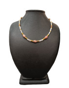 Collier Perles Eau Douce Rhodochrosite Quartz rose