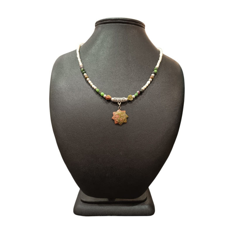 Collier Perles Eau Douce Unakite Rubis Zoïsite